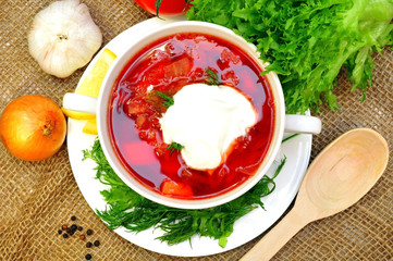 Traditional Russian-Ukrainian borscht soup