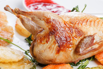 Fried quail with tempura