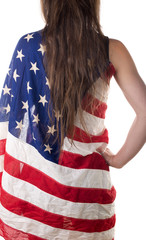 young woman dressed with an American flag