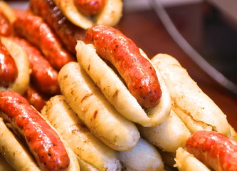 Taiwanese sausage with sticky rice closeup