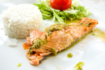 grilled salmon and rice