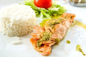 grilled salmon and rice