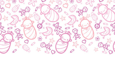 Baby girls horizontal seamless pattern background