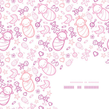 Baby girls corner frame pattern background