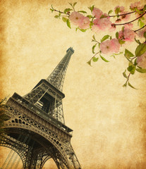 Fototapeta na wymiar Eiffel Tower in spring time, Paris, France.