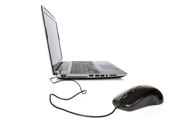 Laptop and mouse isolated