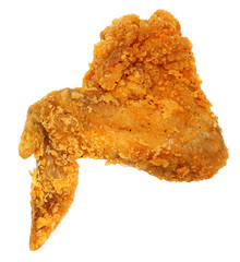 Top View Crispy Fried Chicken Wing Isolated Over White