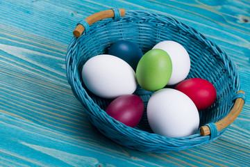 Easter basket with color eggs