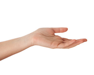 Empty  hand isolated on white background