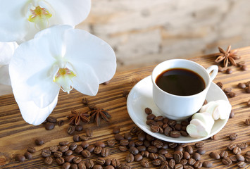 Obrazy na Plexi  Czarna kawa i ptasie mleczko