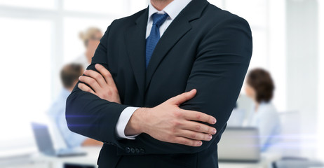 close up of buisnessman in suit and tie