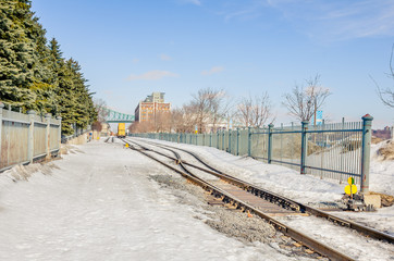 Fototapeta premium Railway Tracks Covered in Snow