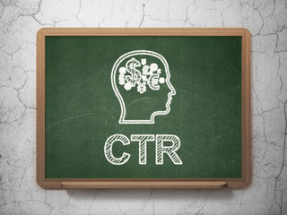Finance concept: Head With Finance Symbol and CTR on chalkboard
