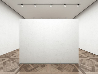 Empty art gallery with white wall