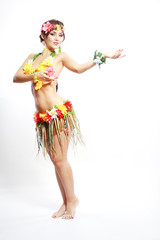 girl with Hawaiian accessories