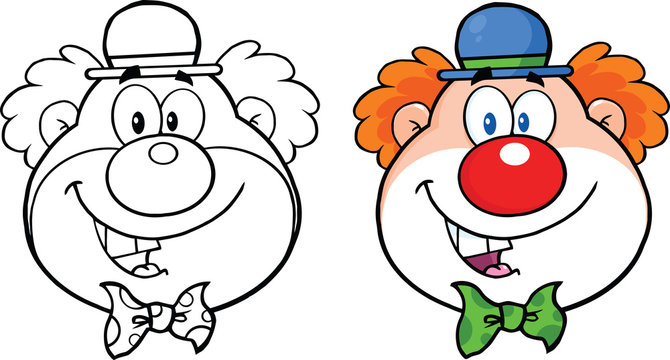 Clown Face Cartoon Character. Collection Set