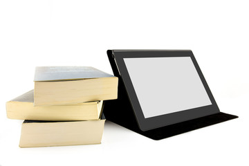Books and a tablet device