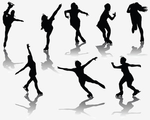 Silhouette and shadows of ice skating, vector © Design Studio RM