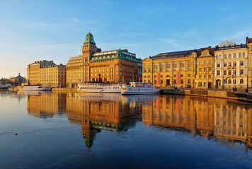 Scenic Stockholm waterfront, HDR image.