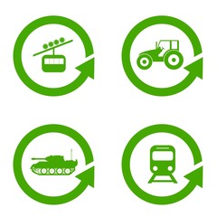 Transports dans 4 symboles recyclage	