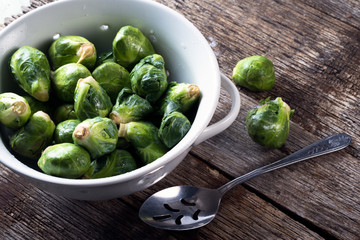 Freshly picked and washed Brussel sprouts