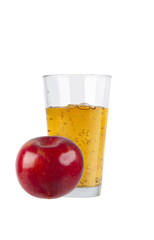 Glass of fresh apple juice with apple