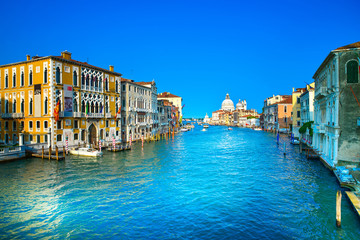 Fototapeta na wymiar Venice grand canal, Santa Maria della Salute church landmark. It