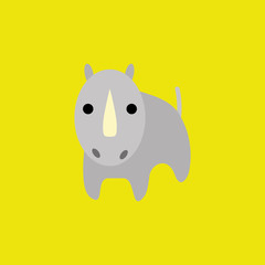 Adorable Cartoon Rhino Isolated On Background