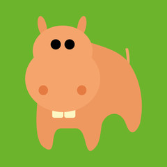 Adorable Cartoon Hippo Isolated On Background