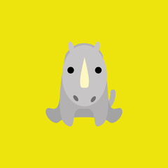 Adorable Cartoon Rhino Isolated On Background