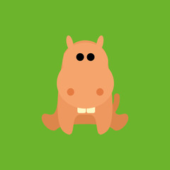 Adorable Cartoon Hippo Isolated On Background