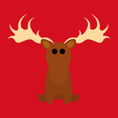 Adorable Cartoon Reindeer Isolated On Background