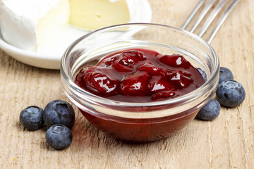 Bowl of blueberry jam
