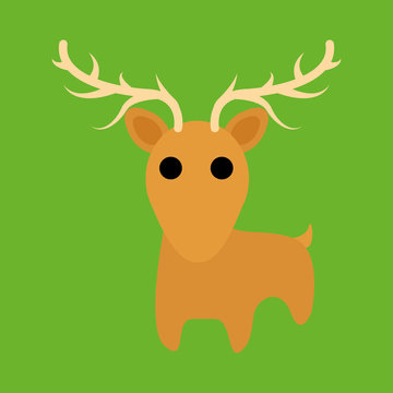 Adorable Cartoon Reindeer Isolated On Background