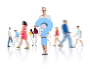 Obraz premium Mature Adult Holding Question Mark