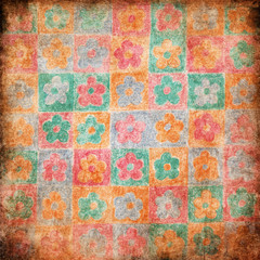 background with squares and colored flowers