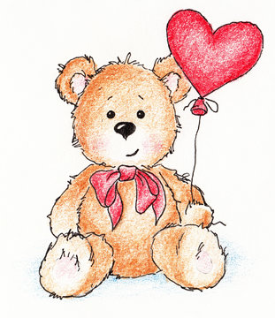 teddy bear with heart balloon