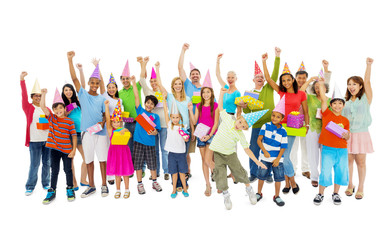 Fototapeta premium Multiethnic Colorful People Celebrating