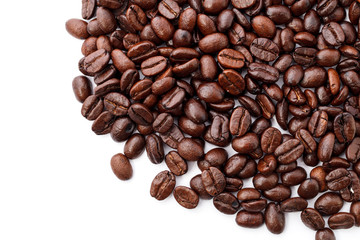 Coffee beans background isolated on white