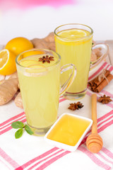 Healthy ginger tea with lemon and honey