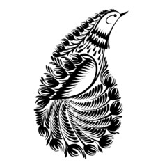 decorative silhouette paisley bird of paradise
