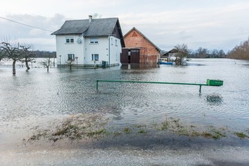 House surrounded with water