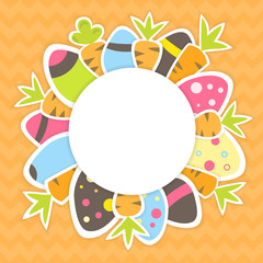 Easter carrots and eggs pattern on a orange