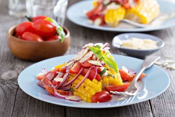 Salad with baked corn