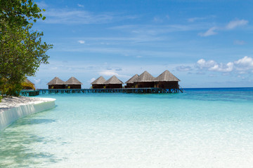 Water villas and beautiful shallow Maldives