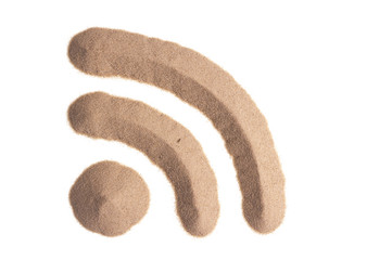 transmission symbol sculptured in sand