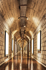 Wine cellar with wine bottle and glasses