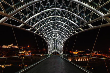 The Bridge of Peace at night, Tbilisi.