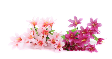Pink artificial flowers.
