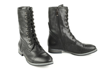 Women's black boots with laces